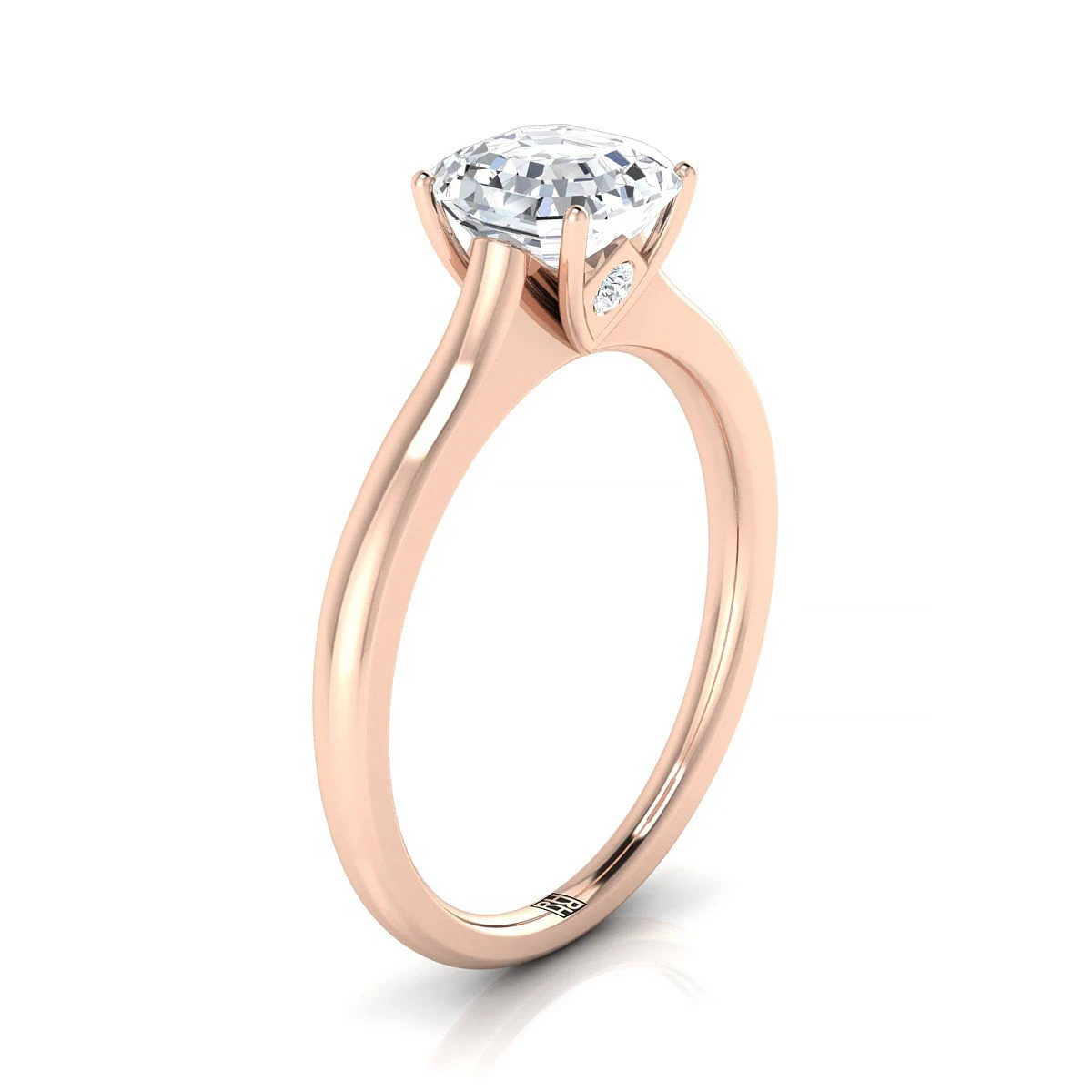 14K Rose Gold Asscher Cut Cathedral Solitaire Surprise Secret Stone Engagement Ring - Image 2
