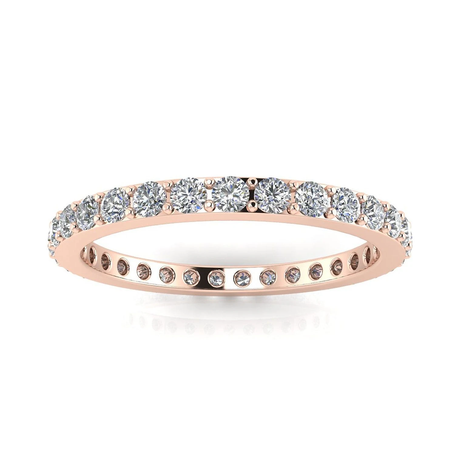 Round Brilliant Cut Diamond Pave Set Eternity Ring In 14k Rose Gold(0.5ct. Tw.) Ring Size 7.5
