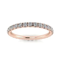 Round Brilliant Cut Diamond Split Prong Set Eternity Ring In 14k Rose Gold(0.47ct. Tw.) Ring Size 5.25