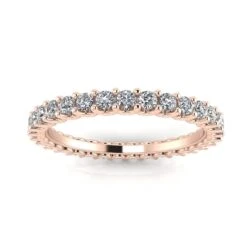 Round Brilliant Cut Diamond Shared Prong Set Eternity Ring In 14k Rose Gold(1.37ct. Tw.) Ring Size 4