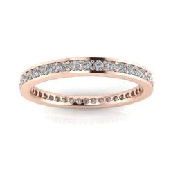 Round Brilliant Cut Diamond Channel Pave Set Eternity Ring In 14k Rose Gold(0.3ct. Tw.) Ring Size 5