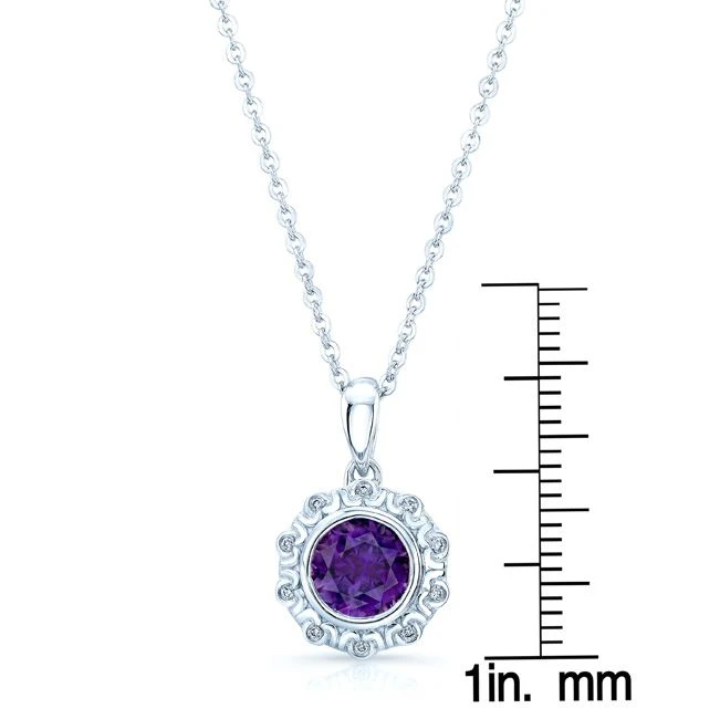Amethyst And Diamond Pendant In 14k White Gold - Image 3