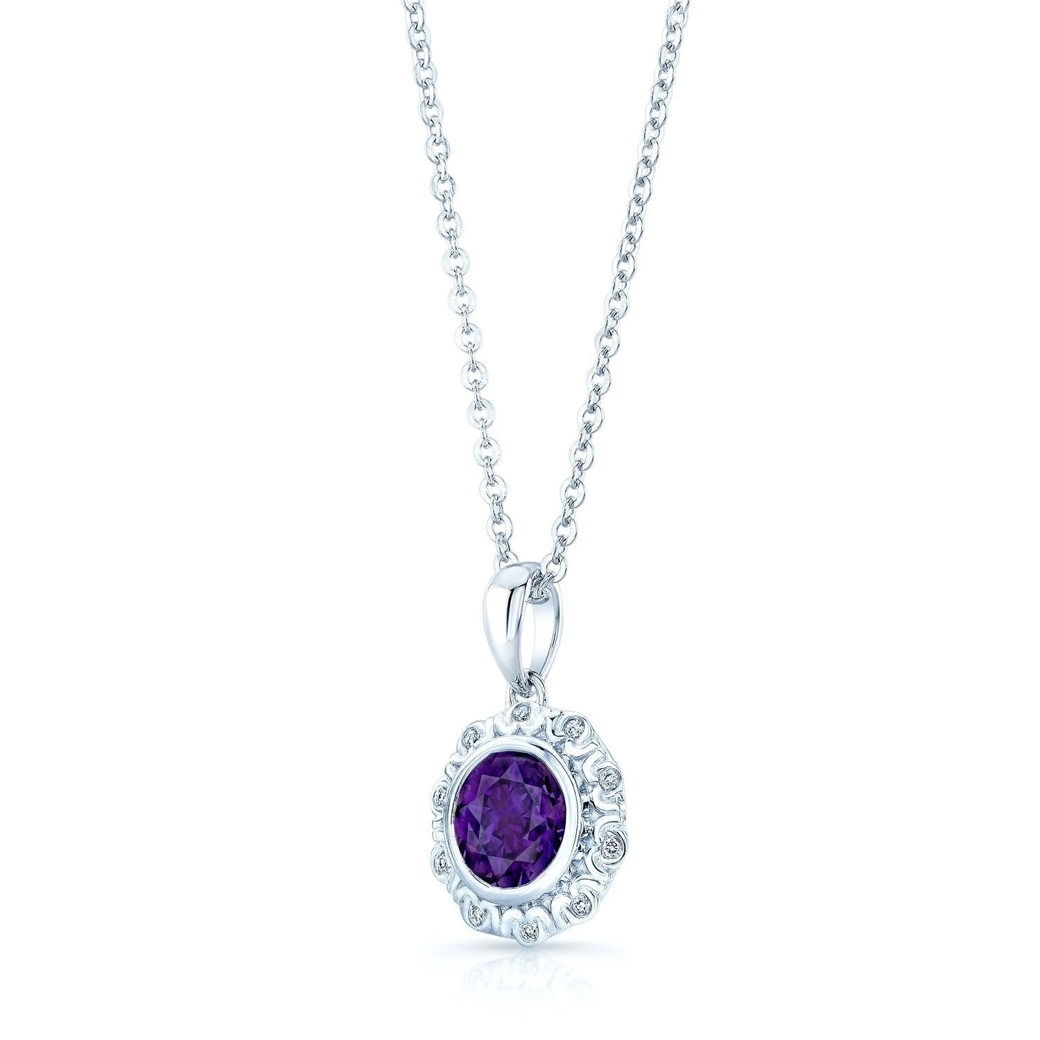 Amethyst And Diamond Pendant In 14k White Gold - Image 2