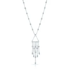 Diamond Wind Chime Dangle Necklace In 14k White Gold
