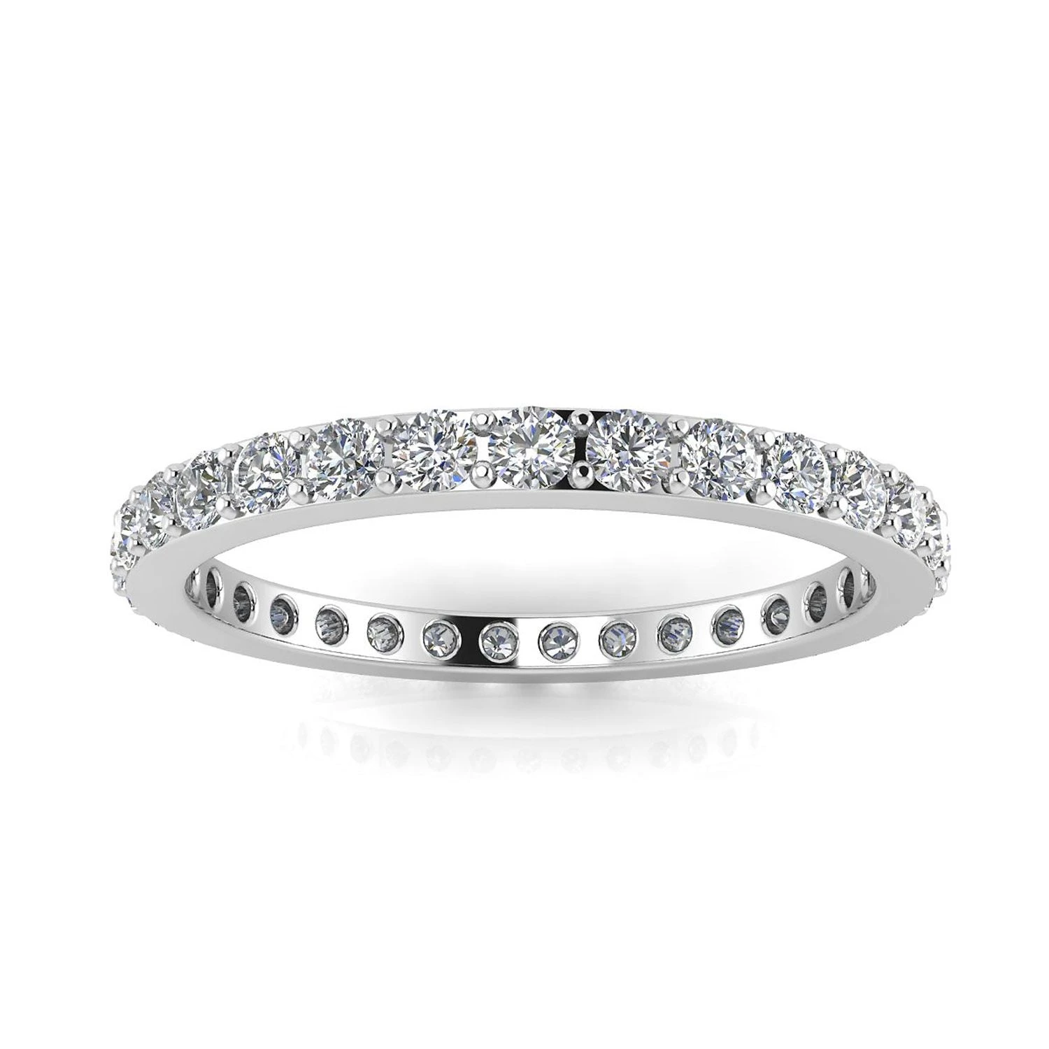 Round Brilliant Cut Diamond Pave Set Eternity Ring In Platinum(1.37ct. Tw.) Ring Size 4.5