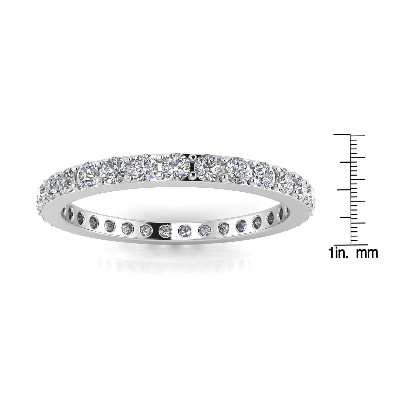 Round Brilliant Cut Diamond Pave Set Eternity Ring In Platinum(1.37ct. Tw.) Ring Size 4.5 - Image 3
