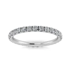 Round Brilliant Cut Diamond Split Prong Set Eternity Ring In 14k White Gold(0.99ct. Tw.) Ring Size 7.5