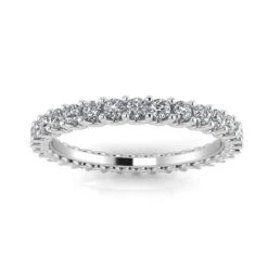 Round Brilliant Cut Diamond Shared Prong Set Eternity Ring In 14k White Gold(0.42ct. Tw.) Ring Size 4