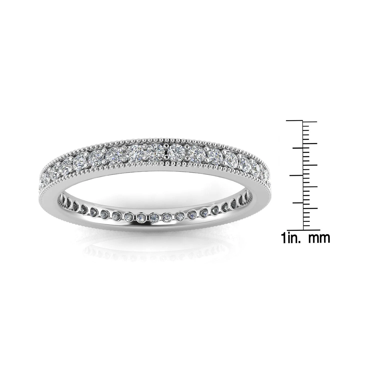 Round Brilliant Cut Diamond Pave & Milgrain Set Eternity Ring In Platinum(0.47ct. Tw.) Ring Size 6.5 - Image 3