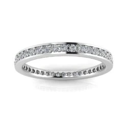 Round Brilliant Cut Diamond Channel Pave Set Eternity Ring In 14k White Gold(1.02ct. Tw.) Ring Size 9