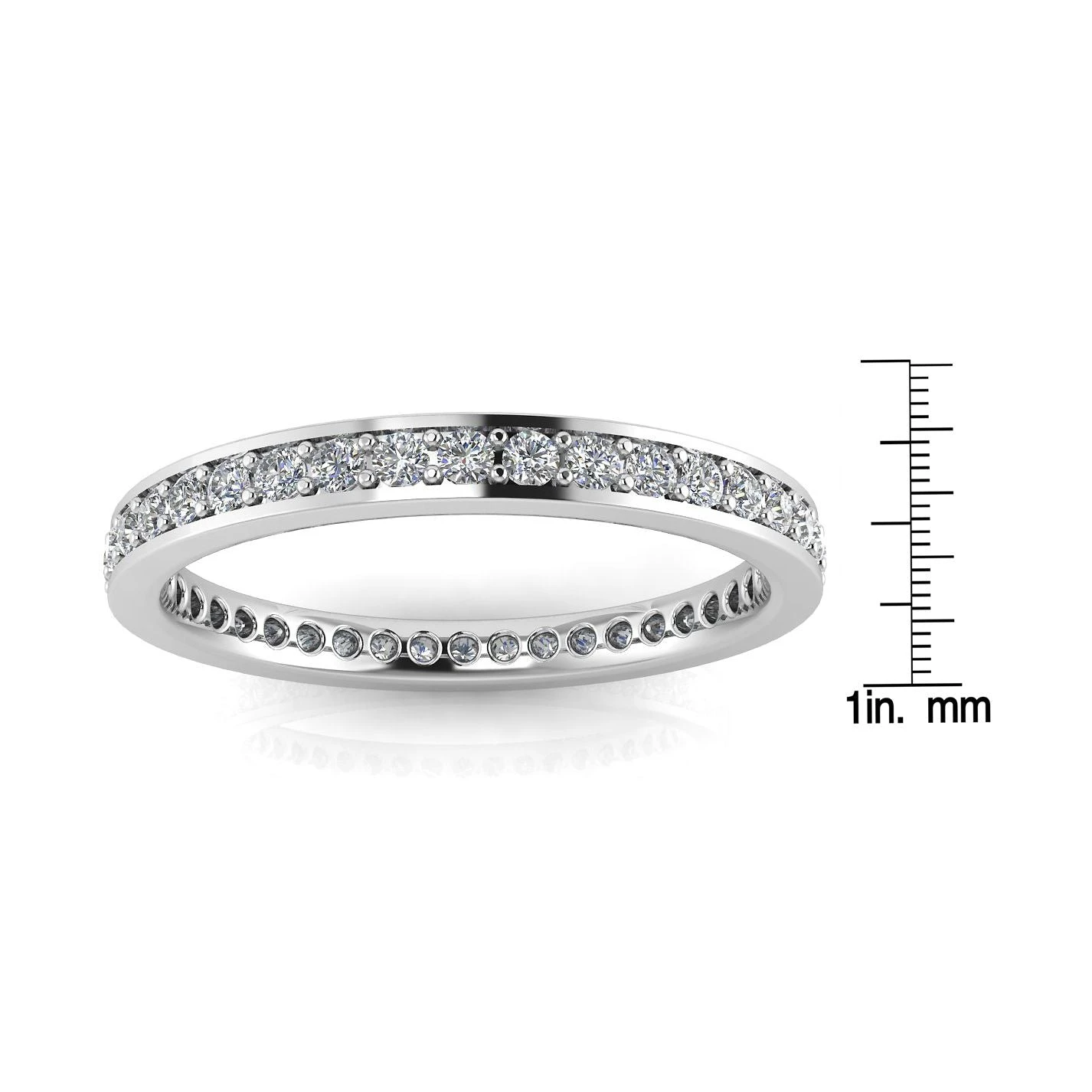 Round Brilliant Cut Diamond Channel Pave Set Eternity Ring In 14k White Gold(1.02ct. Tw.) Ring Size 9 - Image 3