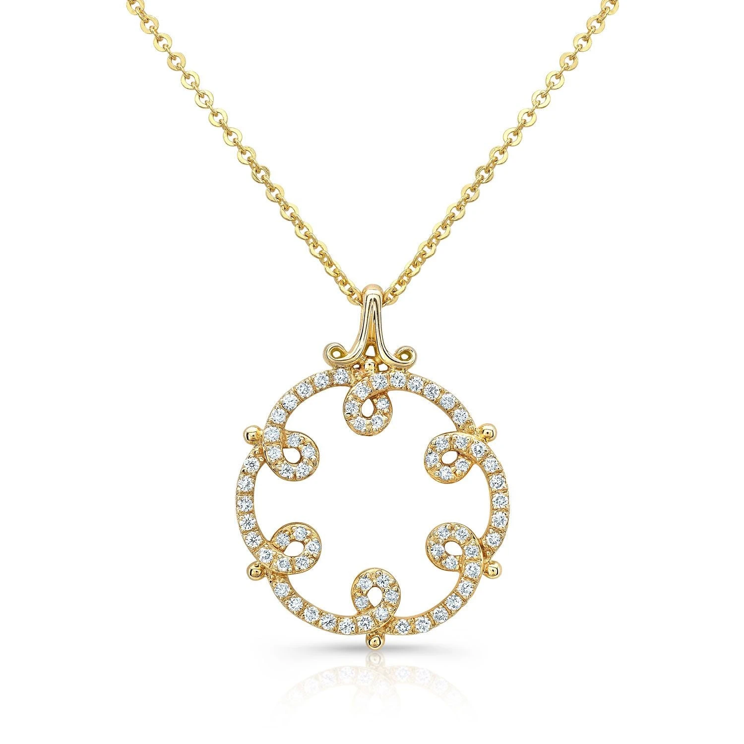 Diamond Loops Pendant In 14k Yellow Gold