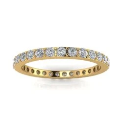 Round Brilliant Cut Diamond Pave Set Eternity Ring In 18k Yellow Gold(0.52ct. Tw.) Ring Size 9