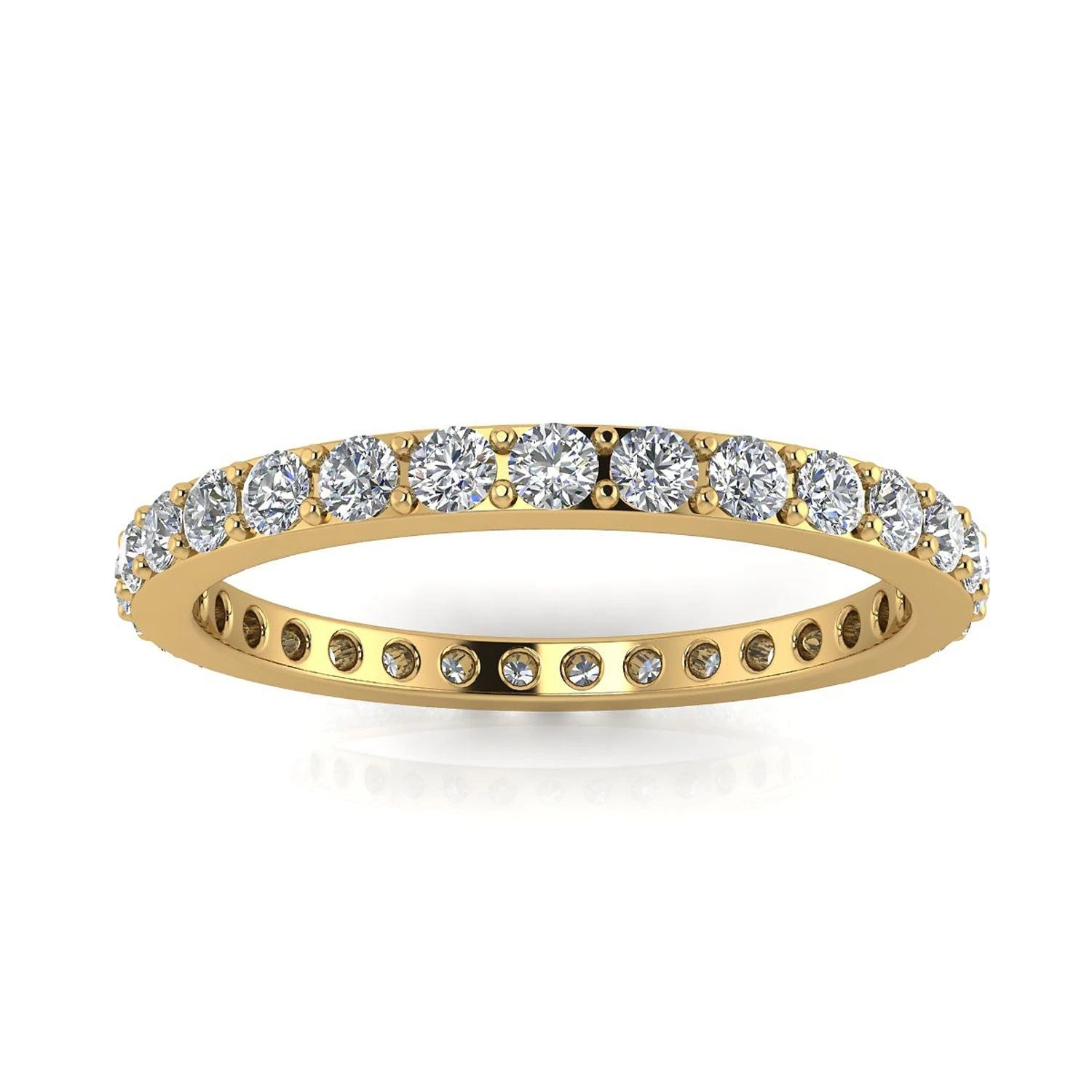 Round Brilliant Cut Diamond Pave Set Eternity Ring In 18k Yellow Gold(0.52ct. Tw.) Ring Size 9