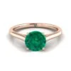 14K Rose Gold Round Brilliant Emerald Cathedral Style Comfort Fit Solitaire Engagement Ring